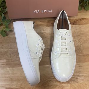 Via Spiga Cream Leather Platform Sneakers, 7.5M